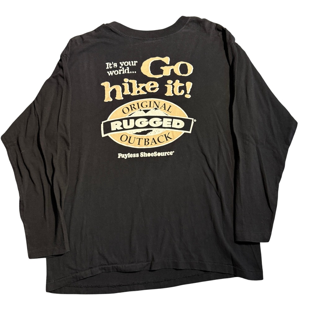Vintage‎ Go Hike It Long Sleeve Graphic T-Shirt Black XL Payless